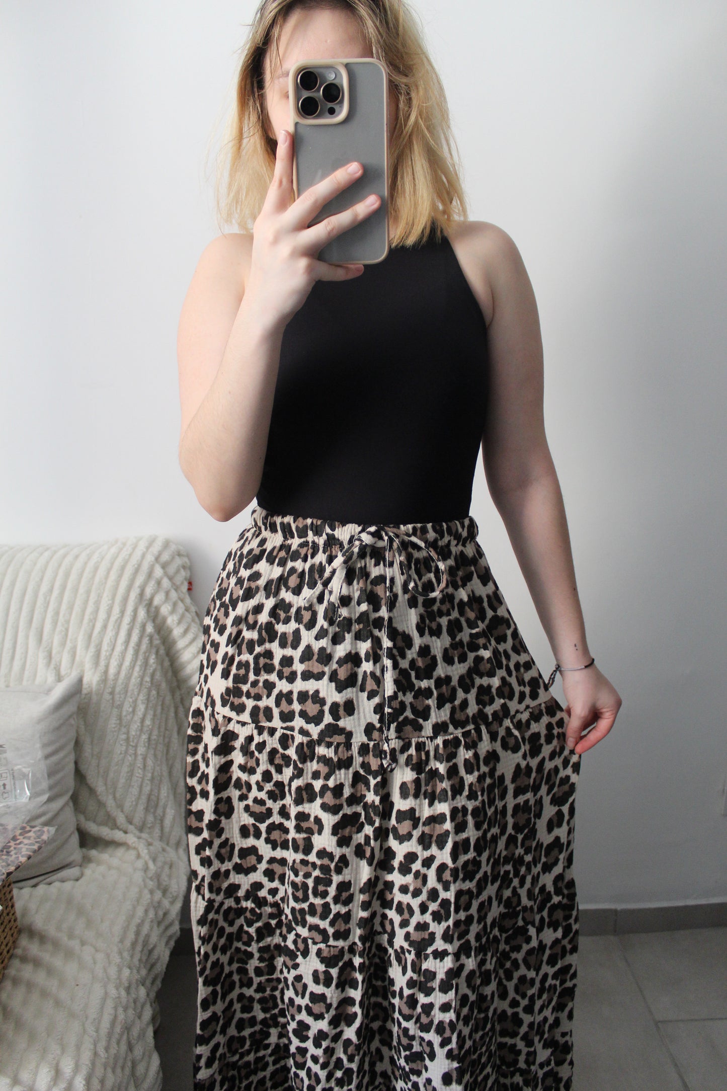 Jupe longue léopard