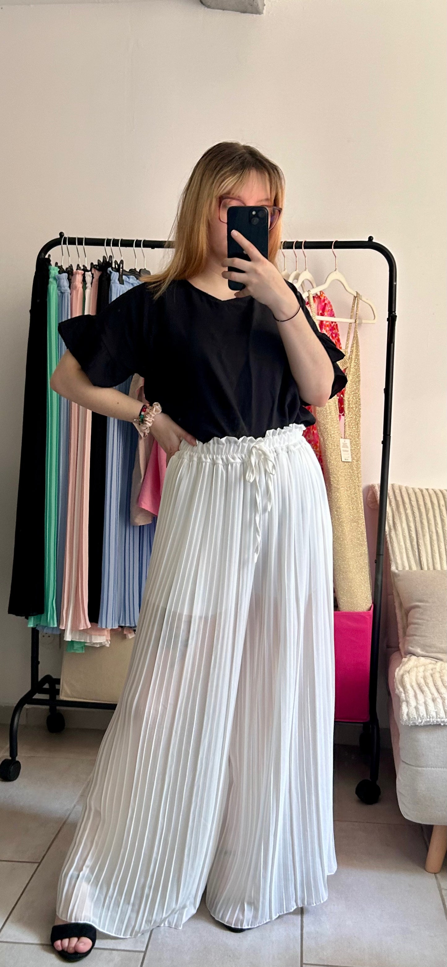 Pantalon plissé blanc