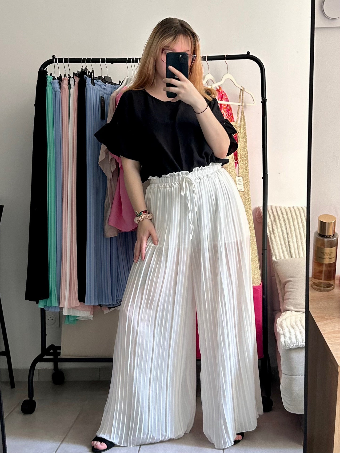 Pantalon plissé blanc
