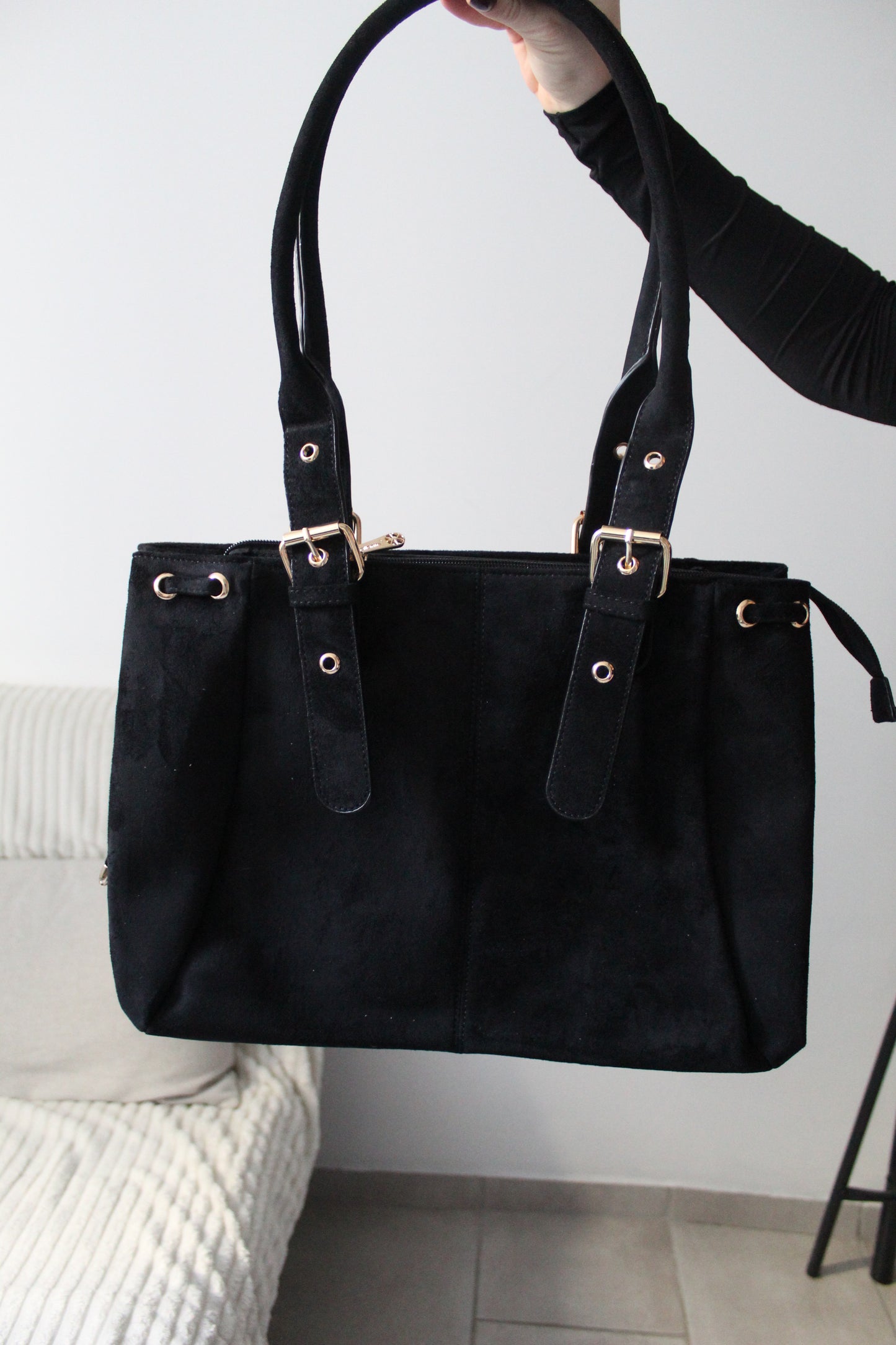 Sac à main Suède ceinture Noir