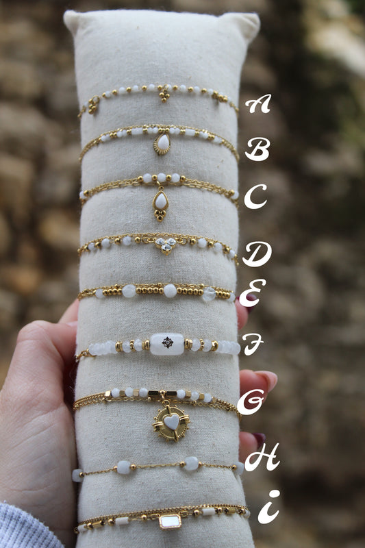 Bracelet Blanc et Or