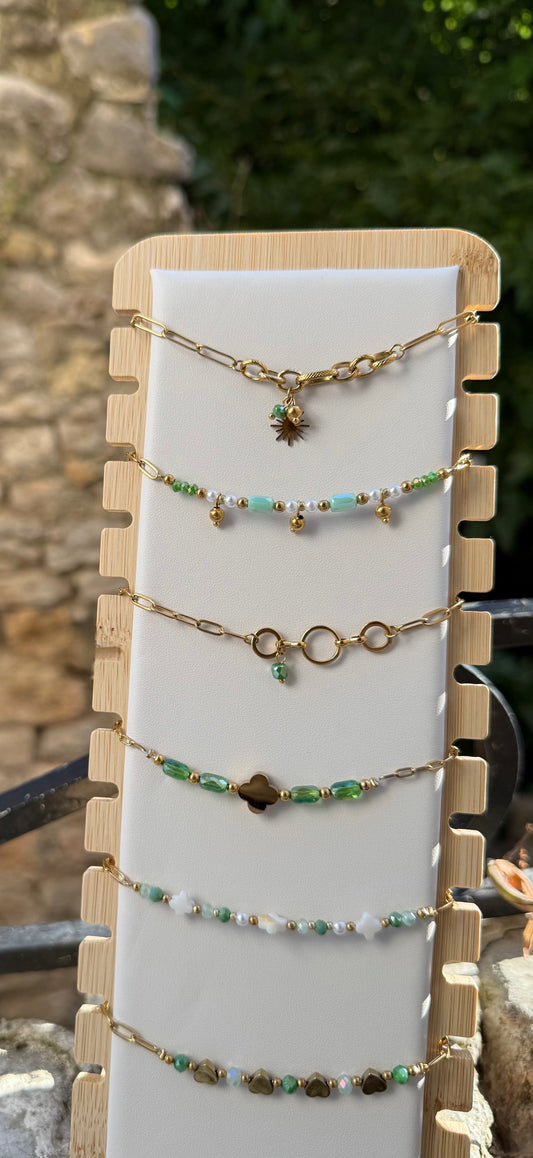 Bracelets en acier inoxydable et perles