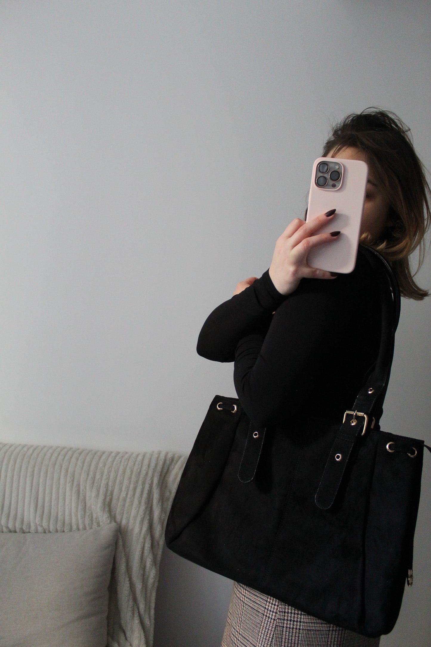 Sac à main Suède ceinture Noir