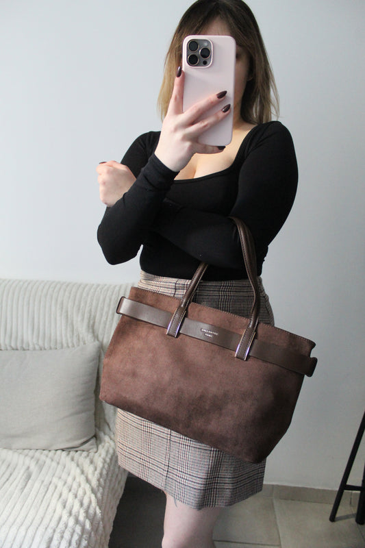 Sac à main Suède chocolat
