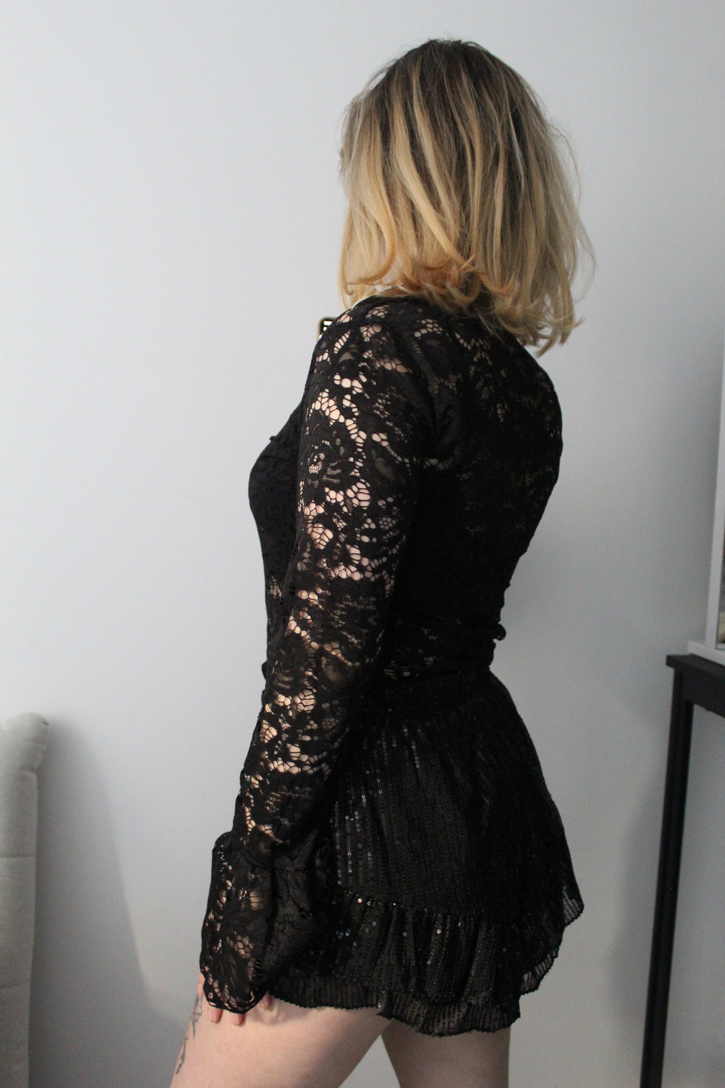 Jupe-short en sequins noir