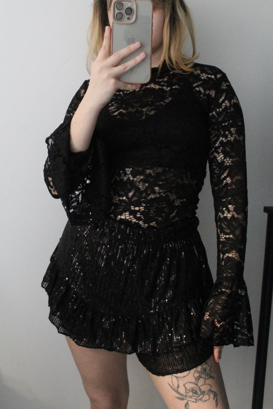 Jupe-short en sequins noir