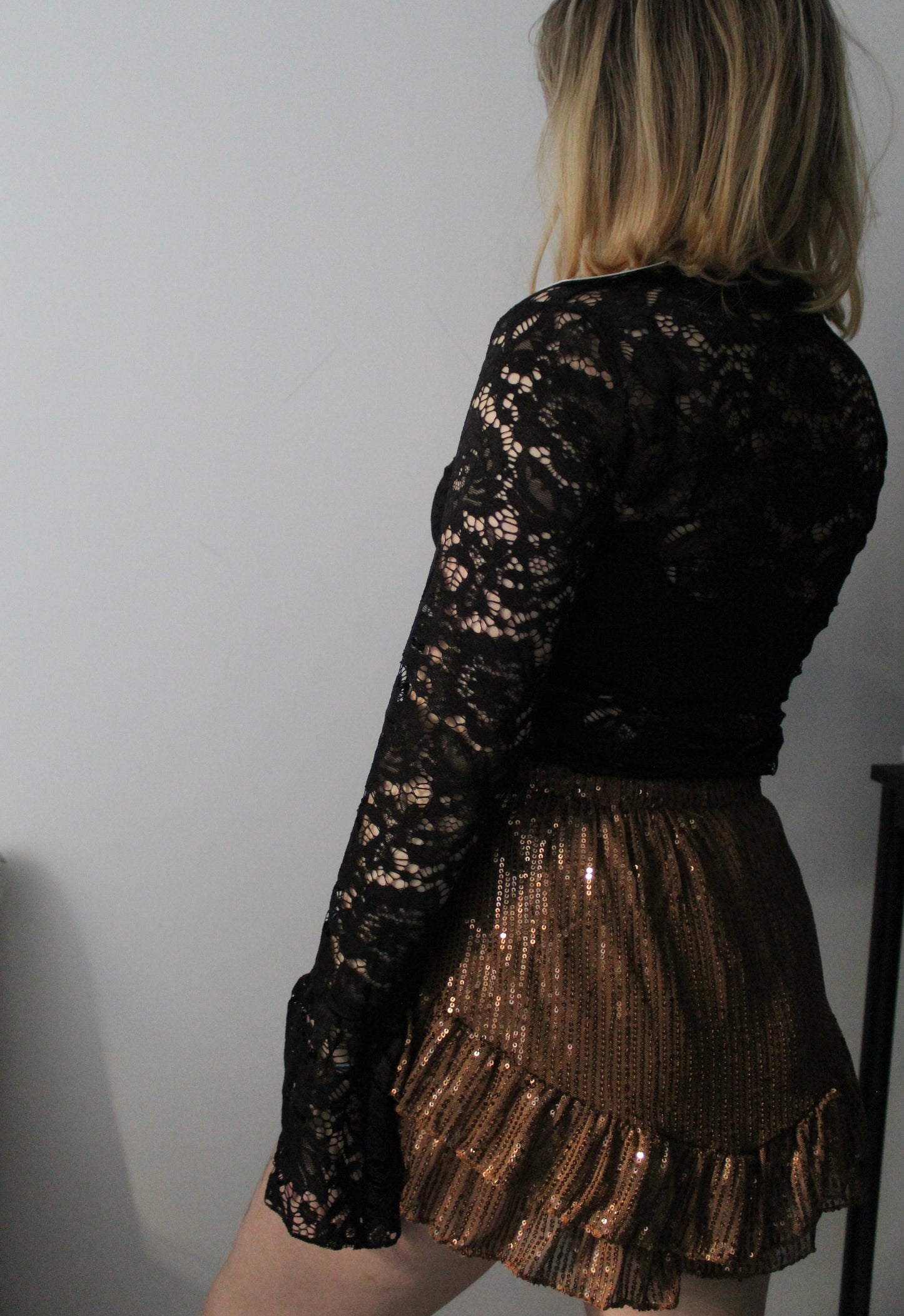Jupe-short en sequins marron
