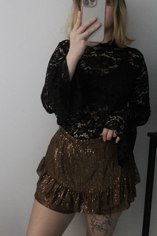 Jupe-short en sequins marron