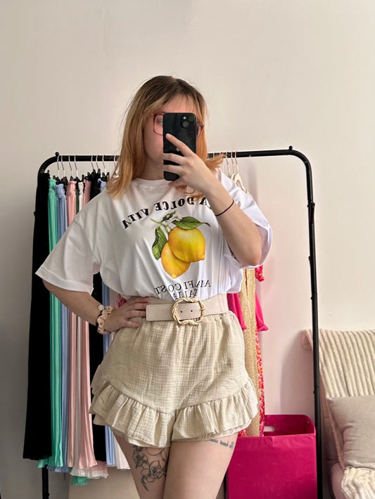 Short beige en gaze de coton