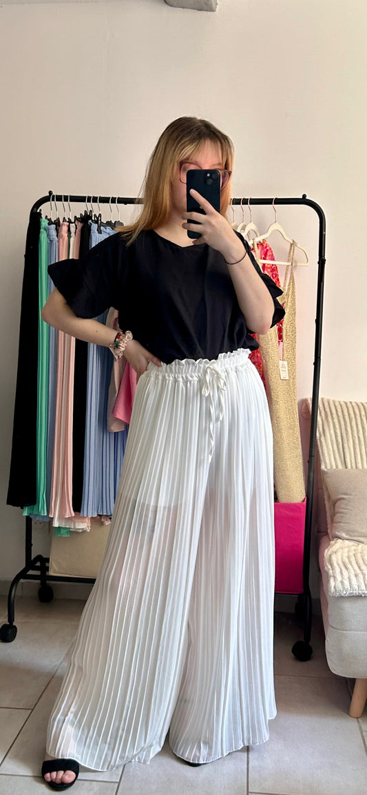 Pantalon plissé blanc