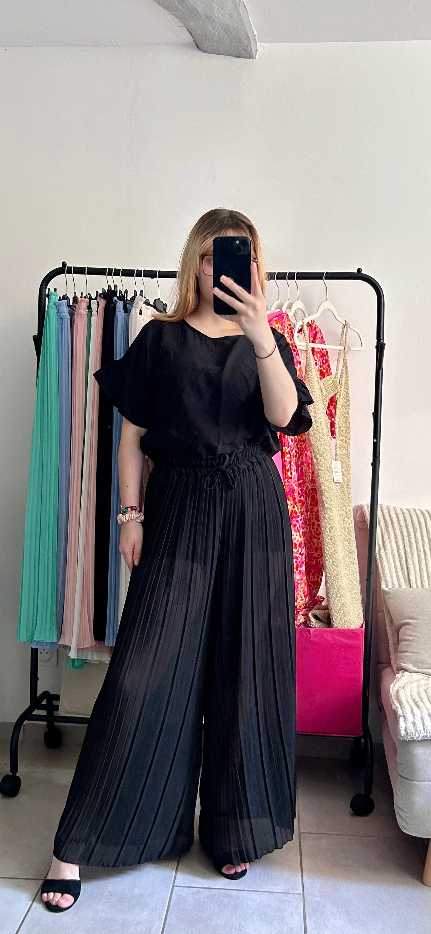 Pantalon plissé noir