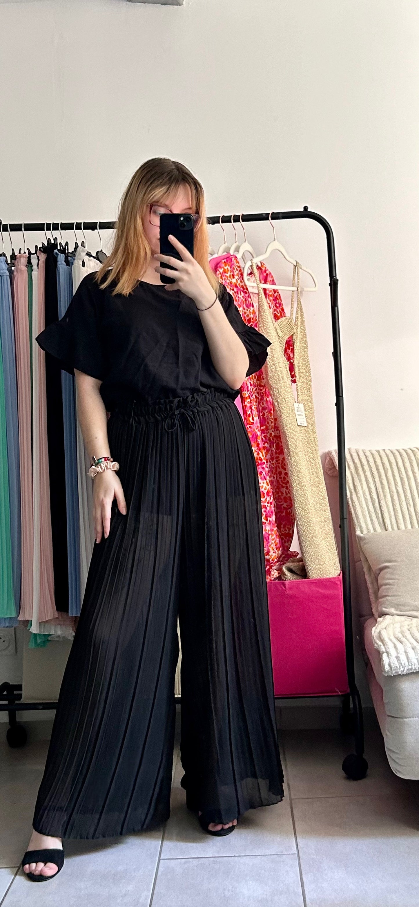 Pantalon plissé noir