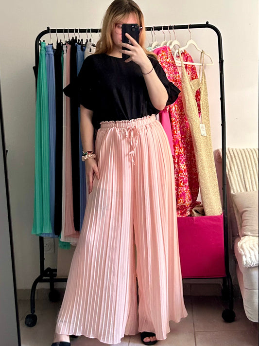 Pantalon plissé rose